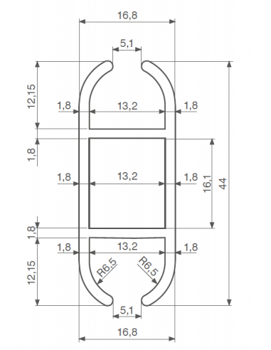 Binario alluminio anodizzato Ø 7,5